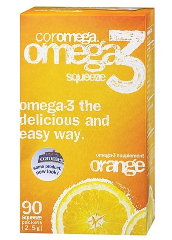 Coromega Omega-3甜橙味深海鱼油 90袋 S&S $23.52