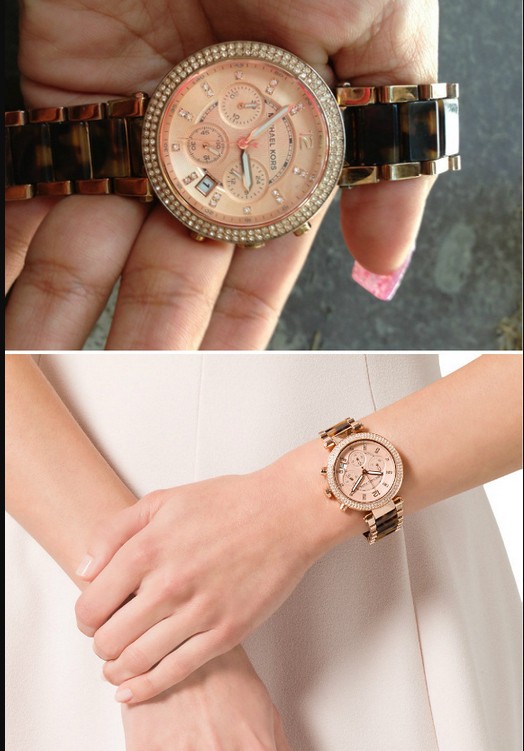 Michael Kors帕克系列手镯式玫瑰金时装腕表